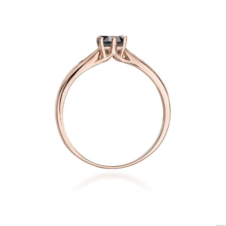 Pierścionek W074 Czarny Diament 0,50ct różowe złoto