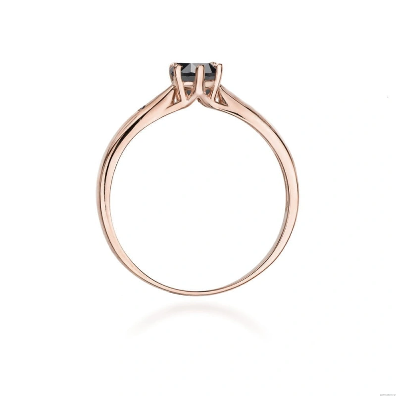 Pierścionek W074 Czarny Diament 0,50ct różowe złoto