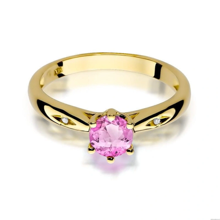 Pierścionek W074 Różowy Topaz 0,60ct żółte złoto