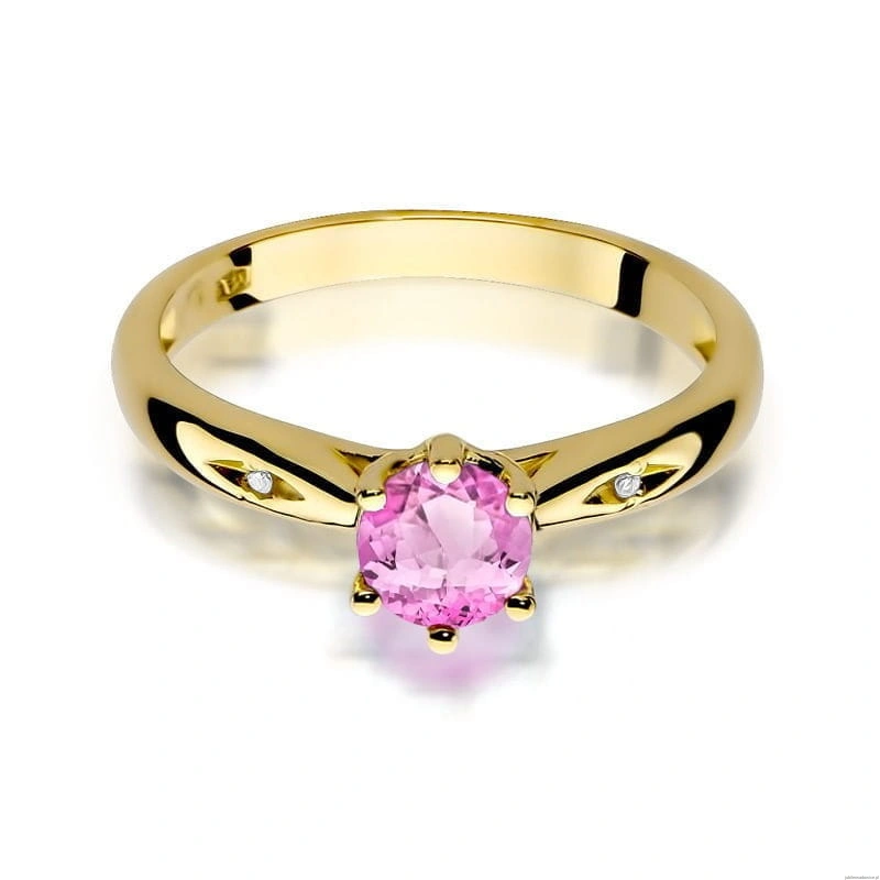 Pierścionek W074 Różowy Topaz 0,60ct żółte złoto