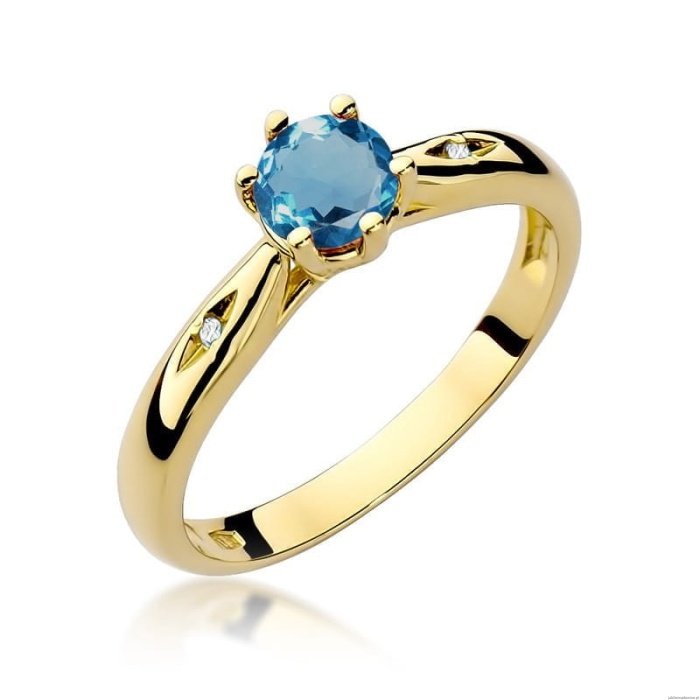 Pierścionek W074 Topaz London Blue 0,50ct żółte złoto