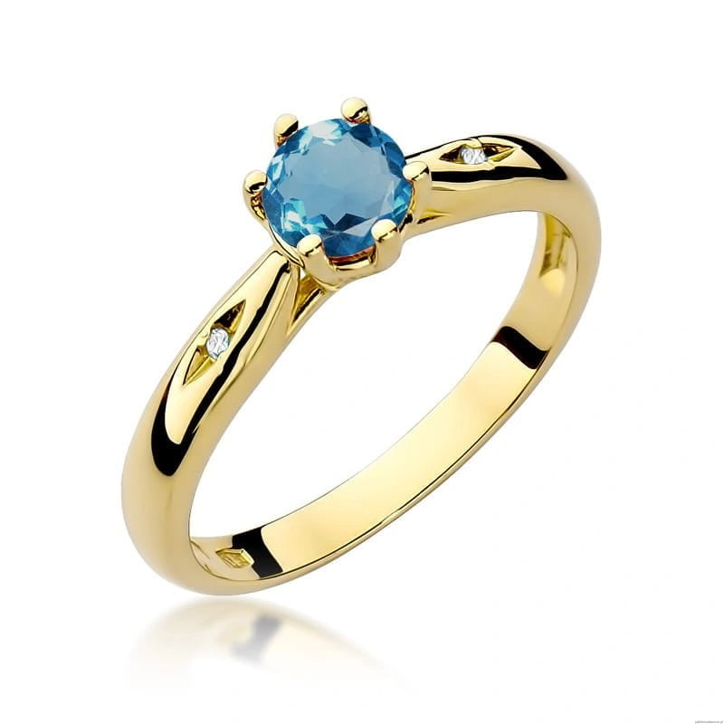 Pierścionek W074 Topaz London Blue 0,50ct żółte złoto