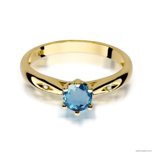 Pierścionek W074 Topaz London Blue 0,50ct żółte złoto