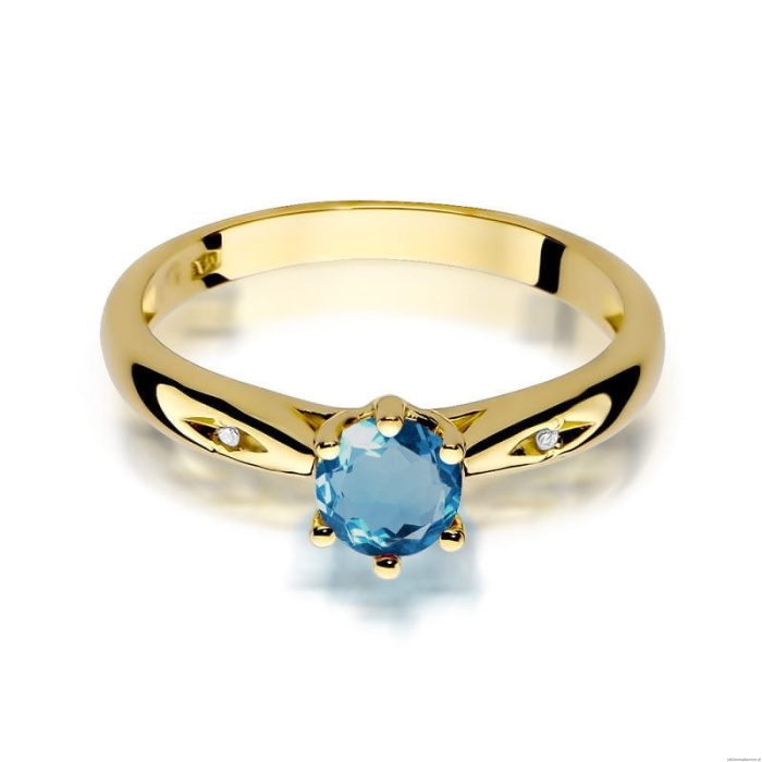 Pierścionek W074 Topaz London Blue 0,50ct żółte złoto
