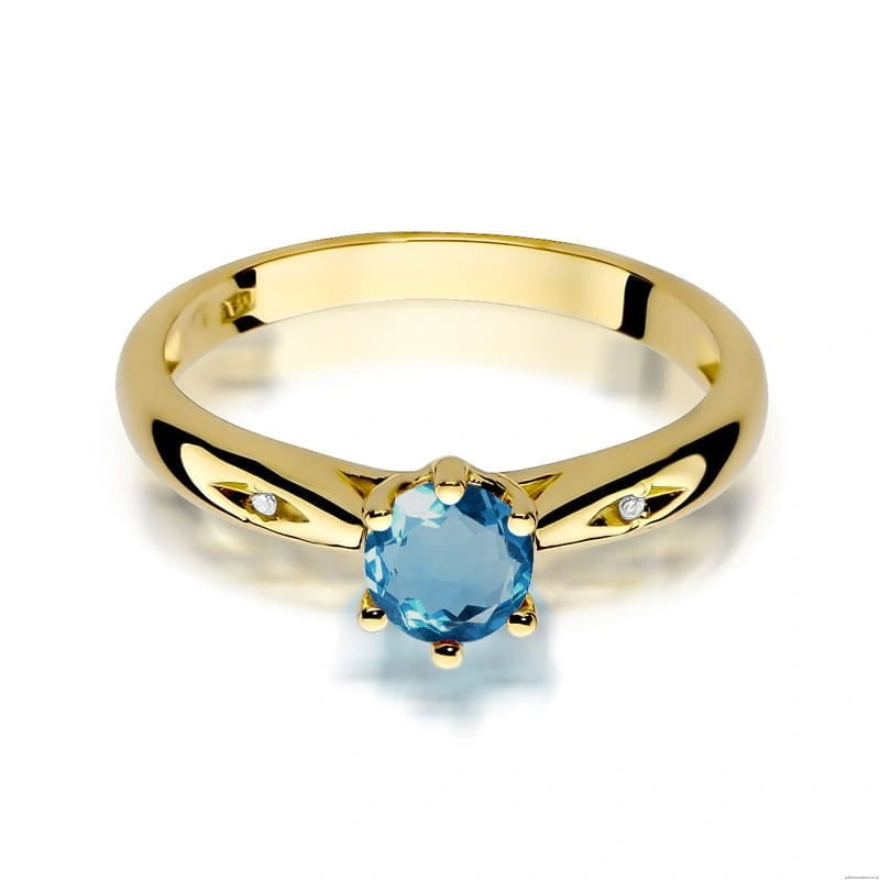 Pierścionek W074 Topaz London Blue 0,50ct żółte złoto