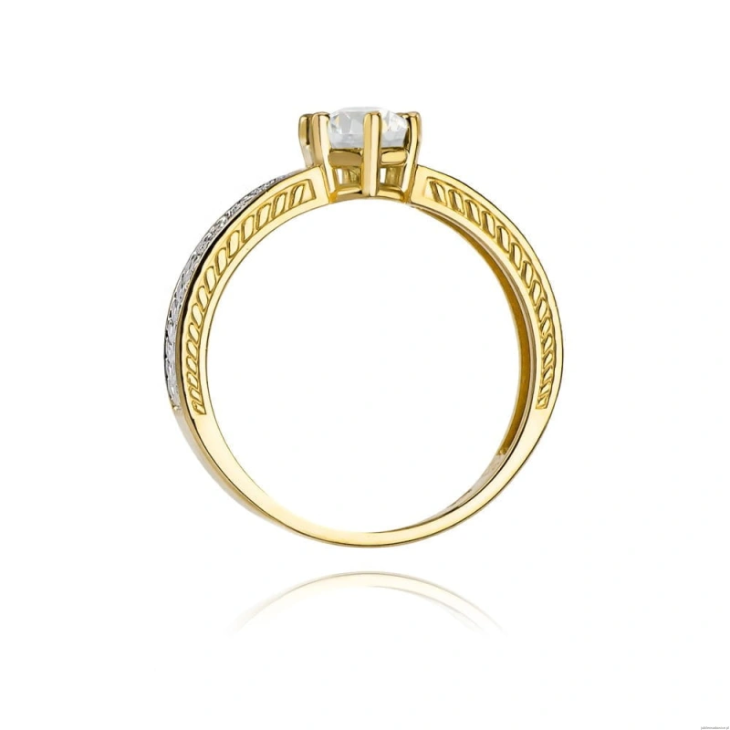 Pierścionek W075 Biały Szafir 0,60ct żółte złoto
