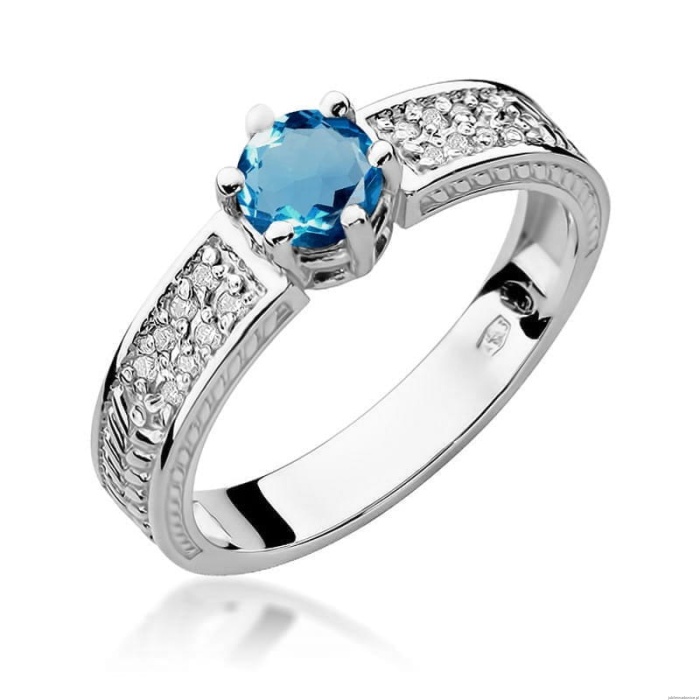 Pierścionek W075 Topaz London Blue 0,50ct białe złoto