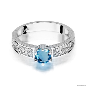 Pierścionek W075 Topaz London Blue 0,50ct białe złoto