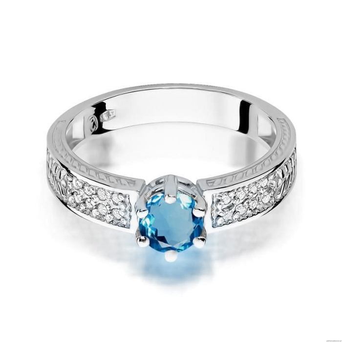 Pierścionek W075 Topaz London Blue 0,50ct białe złoto