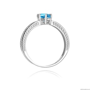 Pierścionek W075 Topaz London Blue 0,50ct białe złoto