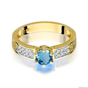 Pierścionek W075 Topaz London Blue 0,50ct żółte złoto