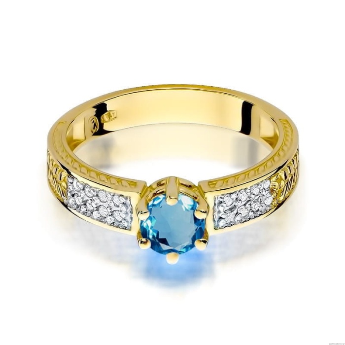 Pierścionek W075 Topaz London Blue 0,50ct żółte złoto