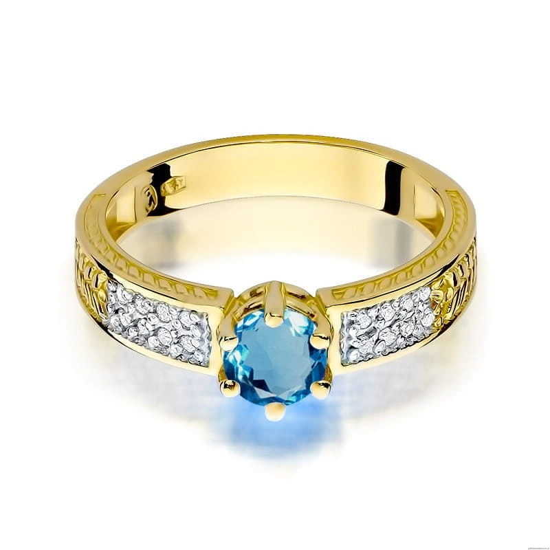 Pierścionek W075 Topaz London Blue 0,50ct żółte złoto