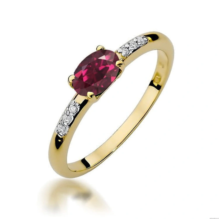 Pierścionek W077 Rodolit 0,50ct żółte złoto