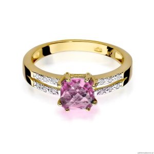 Pierścionek W079 Różowy Topaz 1,10ct żółte złoto