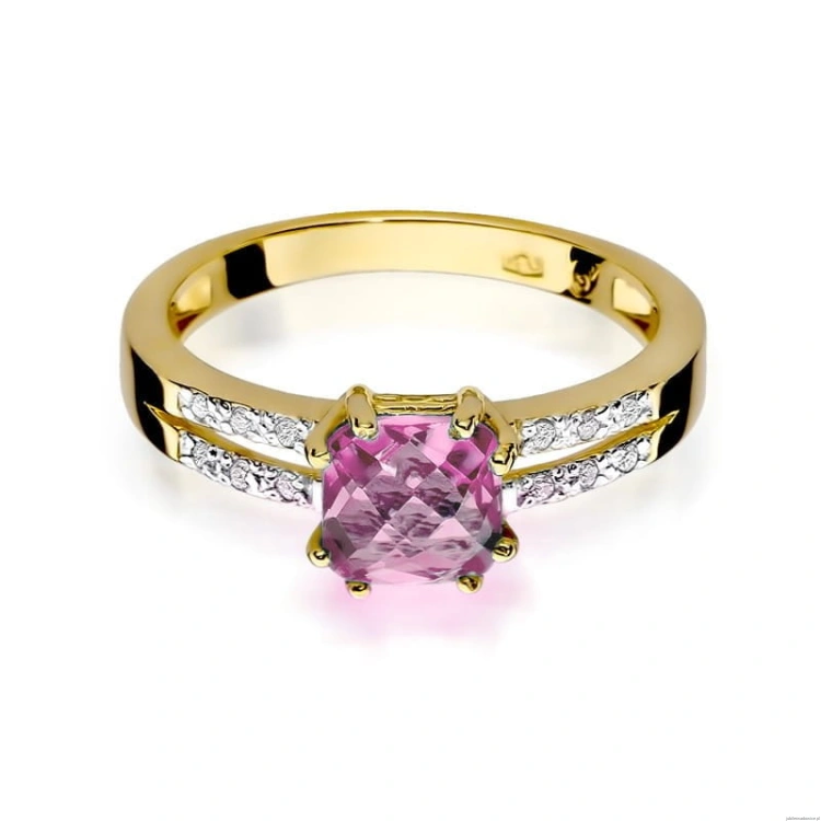 Pierścionek W079 Różowy Topaz 1,10ct żółte złoto
