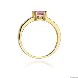 Pierścionek W079 Różowy Topaz 1,10ct żółte złoto