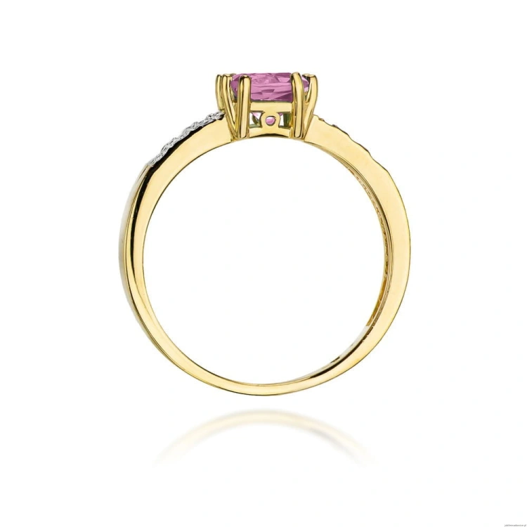 Pierścionek W079 Różowy Topaz 1,10ct żółte złoto