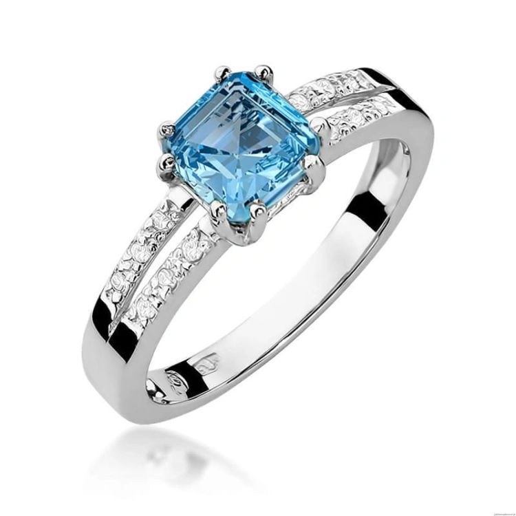 Pierścionek W079 Topaz 1,10ct białe złoto