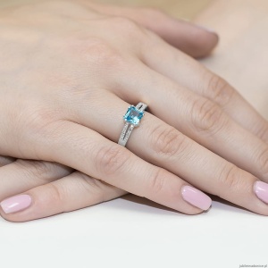 Pierścionek W079 Topaz 1,10ct białe złoto