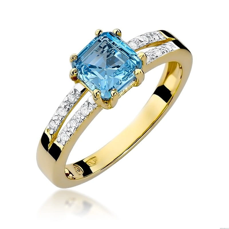 Pierścionek W079 Topaz 1,10ct żółte złoto