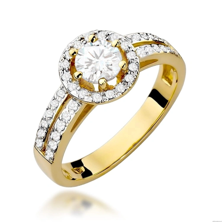 Pierścionek W087 Biały Szafir 0,60ct żółte złoto
