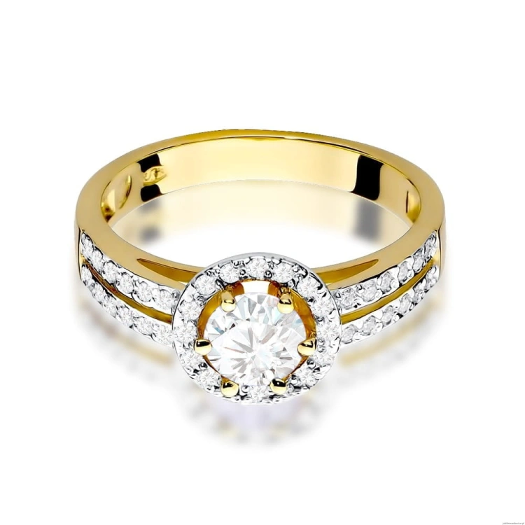 Pierścionek W087 Biały Szafir 0,60ct żółte złoto