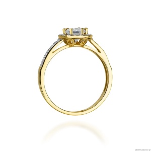 Pierścionek W087 Biały Szafir 0,60ct żółte złoto