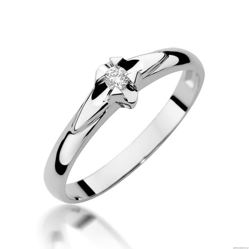 Pierścionek W088 Bryltany 0,05ct białe złoto