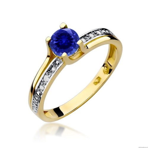 Pierścionek W106 Szafir 0,50ct żółte złoto