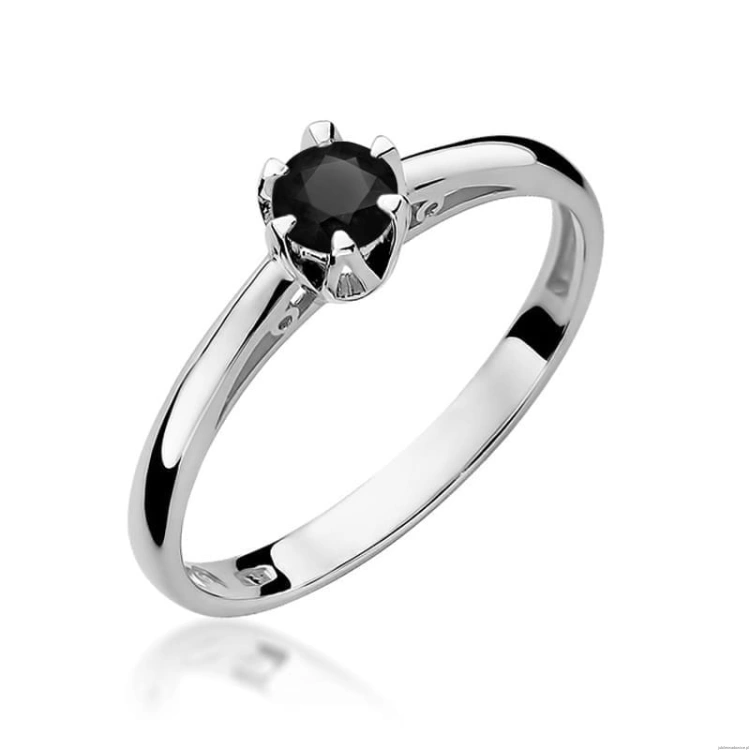 Pierścionek W133 Czarny Diament 0,20ct białe złoto
