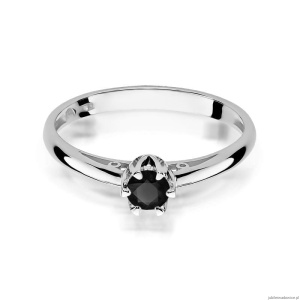 Pierścionek W133 Czarny Diament 0,20ct białe złoto