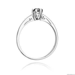 Pierścionek W133 Czarny Diament 0,20ct białe złoto