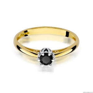 Pierścionek W133 Czarny Diament 0,20ct żółte złoto