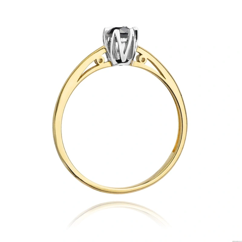 Pierścionek W133 Czarny Diament 0,20ct żółte złoto