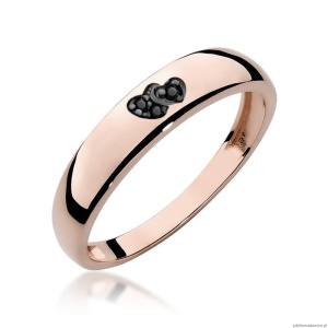 Pierścionek W189 z czarnymi diamentami różowe złoto