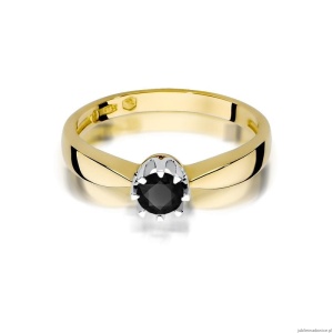 Pierścionek W228 Czarny Diament 0,30ct żółte złoto