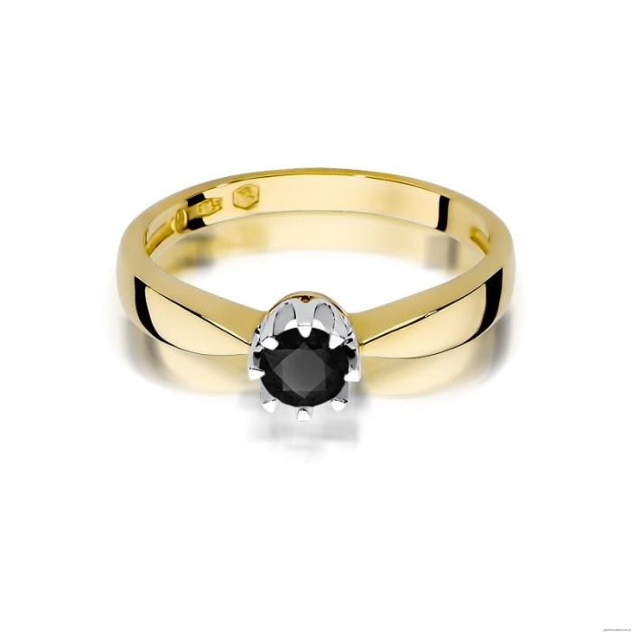Pierścionek W228 Czarny Diament 0,30ct żółte złoto