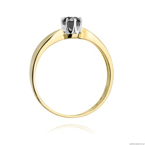 Pierścionek W228 Czarny Diament 0,30ct żółte złoto