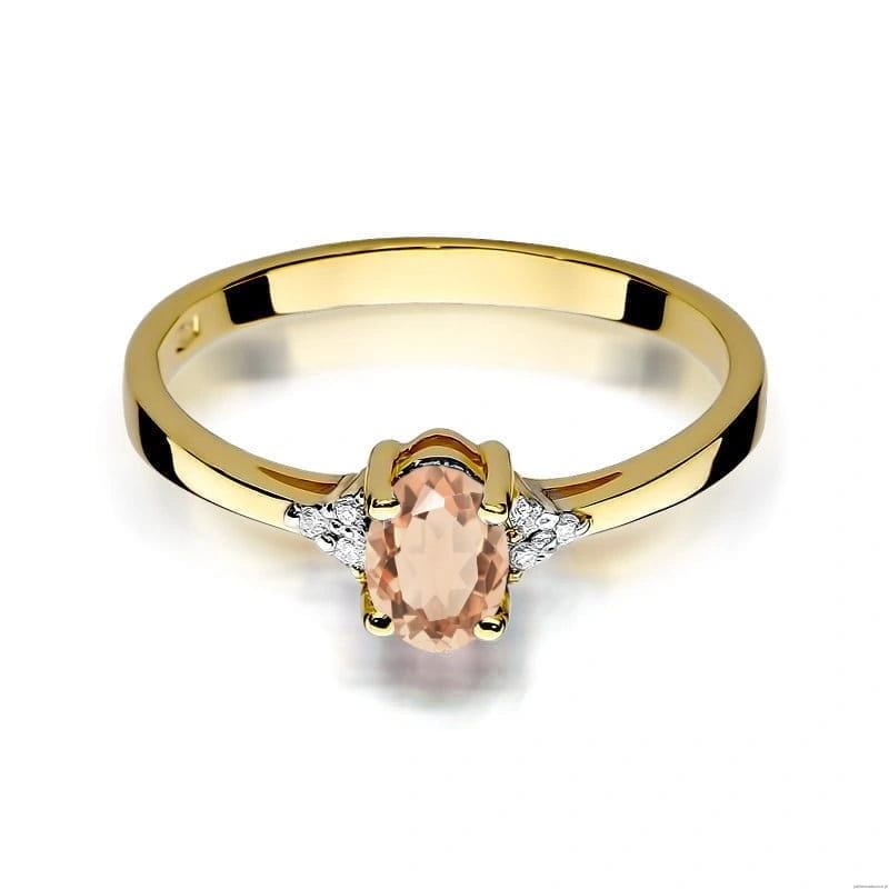 Pierścionek W301 Morganit 0,40ct żółte złoto
