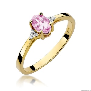 Pierścionek W301 Różowy topaz 0,50ct żółte złoto