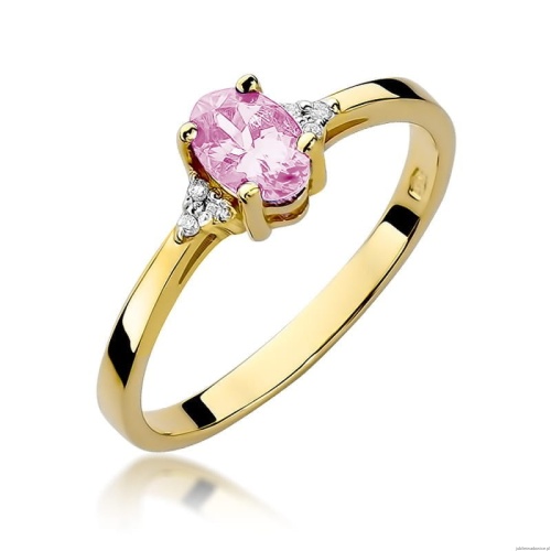 Pierścionek W301 Różowy topaz 0,50ct żółte złoto