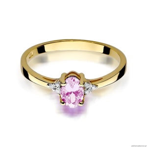 Pierścionek W301 Różowy topaz 0,50ct żółte złoto