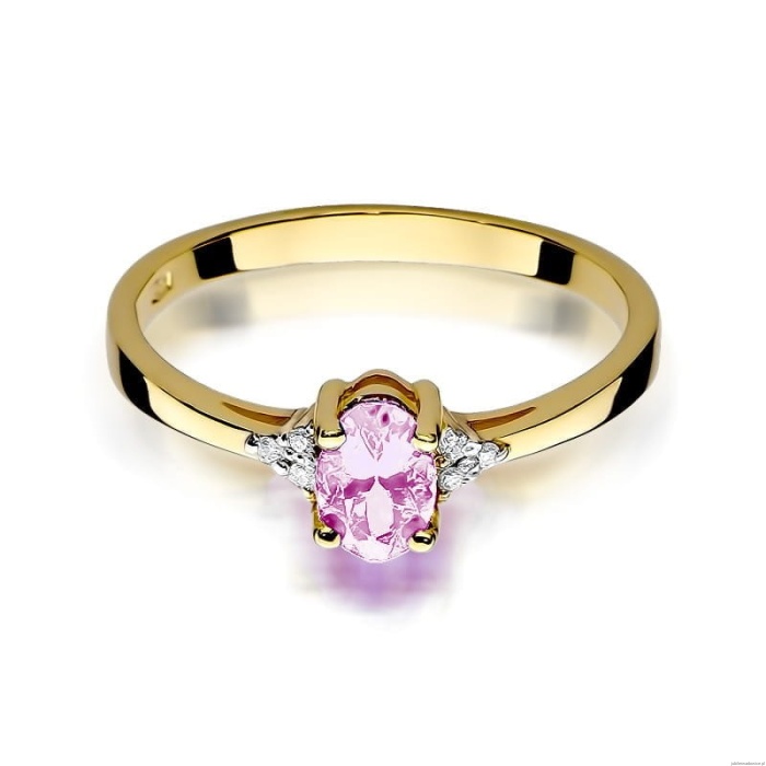 Pierścionek W301 Różowy topaz 0,50ct żółte złoto
