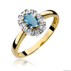 Pierścionek W304 Topaz London Blue 0,50ct żółte złoto