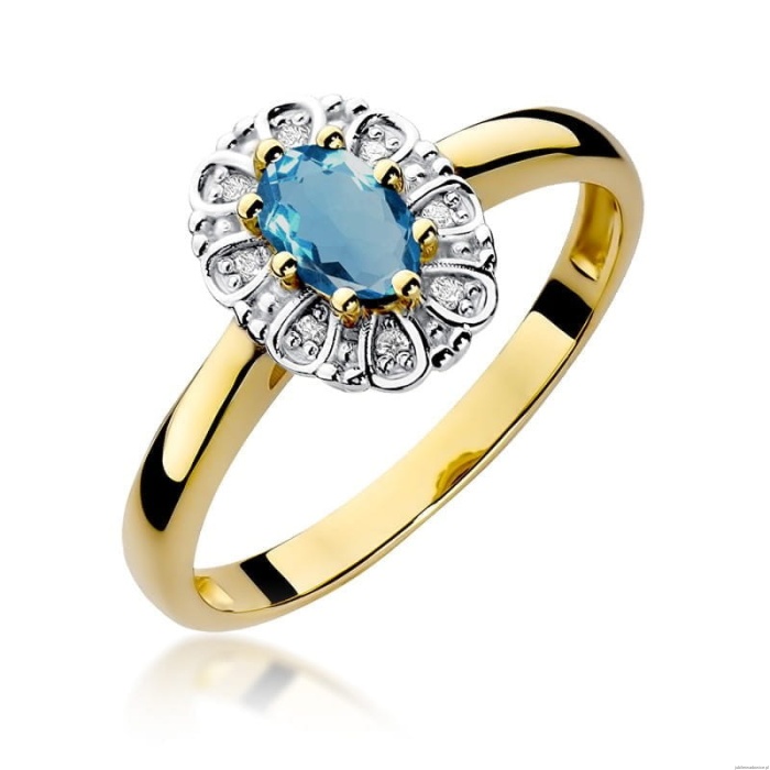 Pierścionek W304 Topaz London Blue 0,50ct żółte złoto