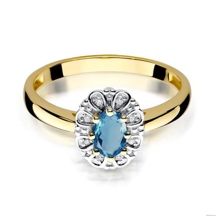 Pierścionek W304 Topaz London Blue 0,50ct żółte złoto