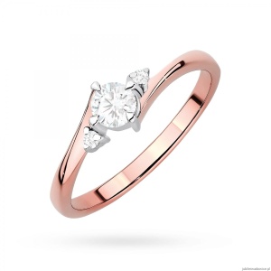 Pierścionek W0346 Diament Laboratoryjny 0,25ct różowe złoto