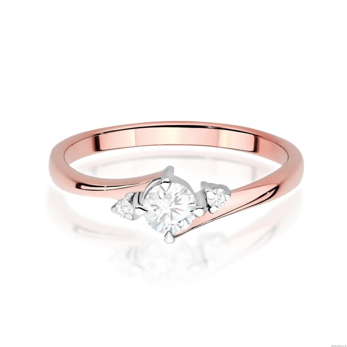 Pierścionek W0346 Diament Laboratoryjny 0,25ct różowe złoto