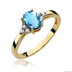 Pierścionek W308 Topaz 0,90ct żółte złoto